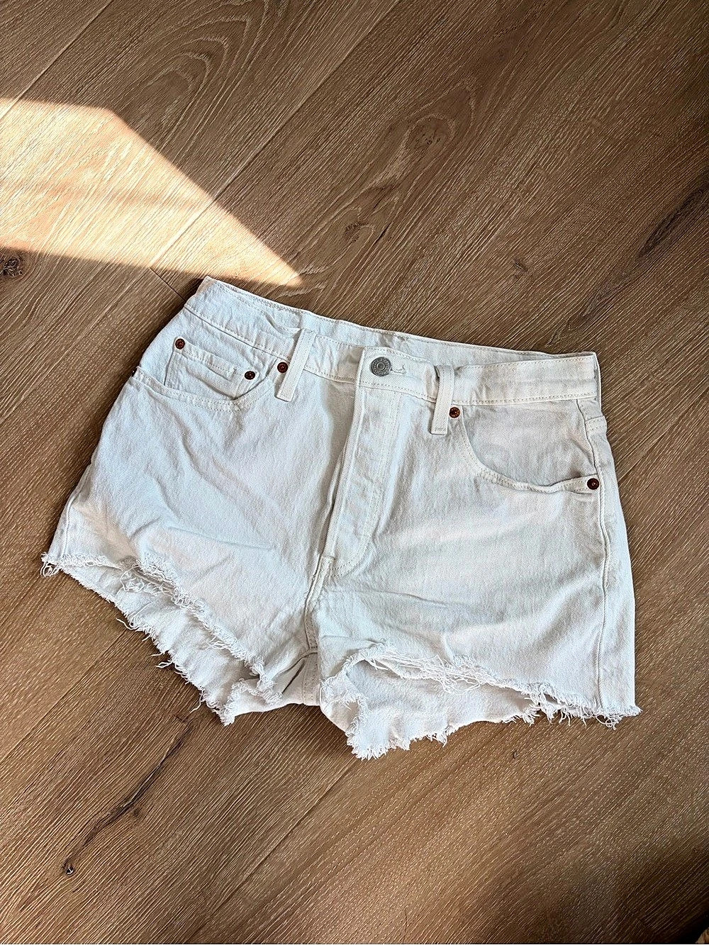 Levi's 501 Denim Cutoff Jean Shorts White Waist 29